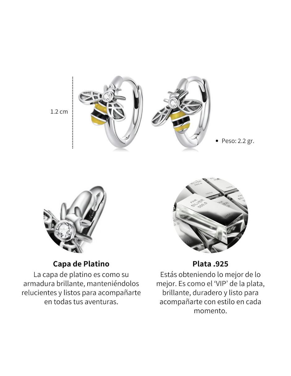 Arracadas de abeja Nature de plata P 925 con acabado brillante 4