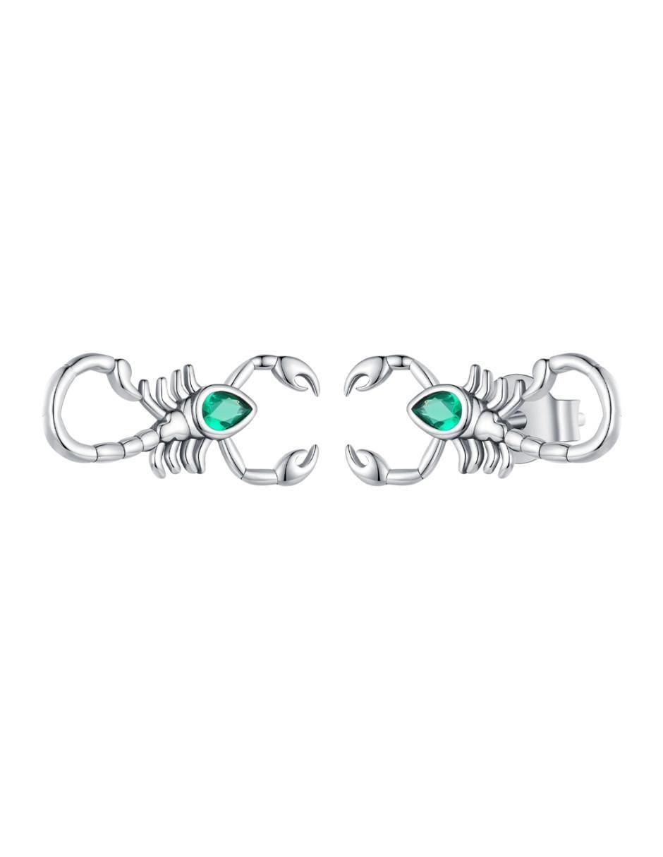Broqueles de escorpión de plata P 925 con acabado brillante circonita Broqueles de escorpión de plata P 925 con acabado brillante circonita