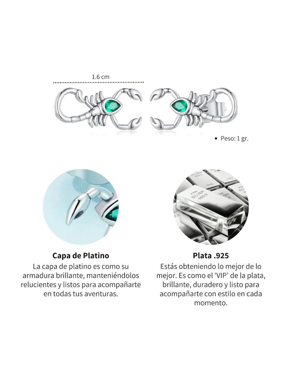 Broqueles de escorpión de plata P 925 con acabado brillante circonita 4