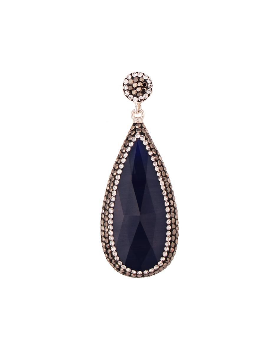 Aretes largos de gota Queen Farah de plata P 925 con acabado baño rodio ojo de gato 6