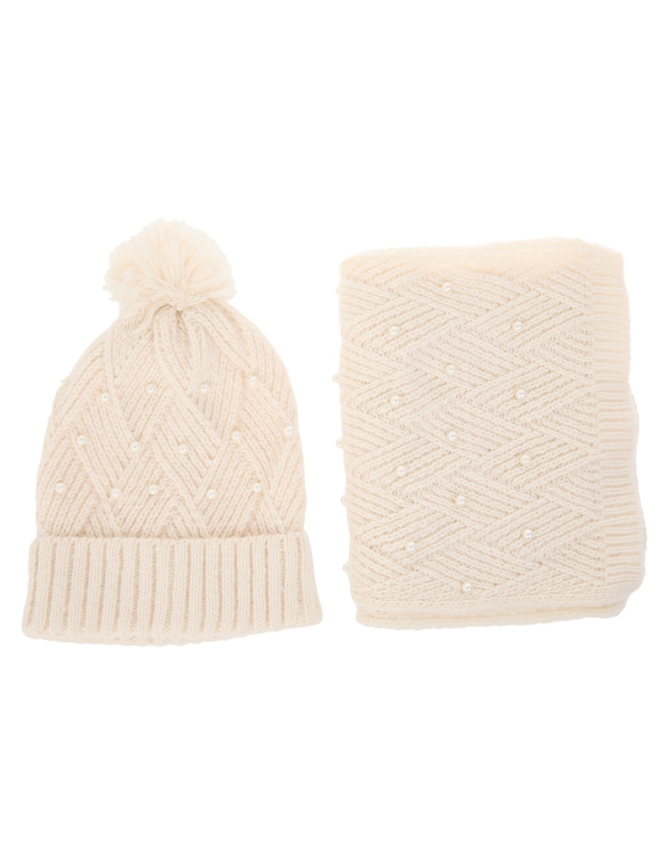 Set bufanda gorro con pedrería de mujer Set bufanda gorro con pedrería de mujer
