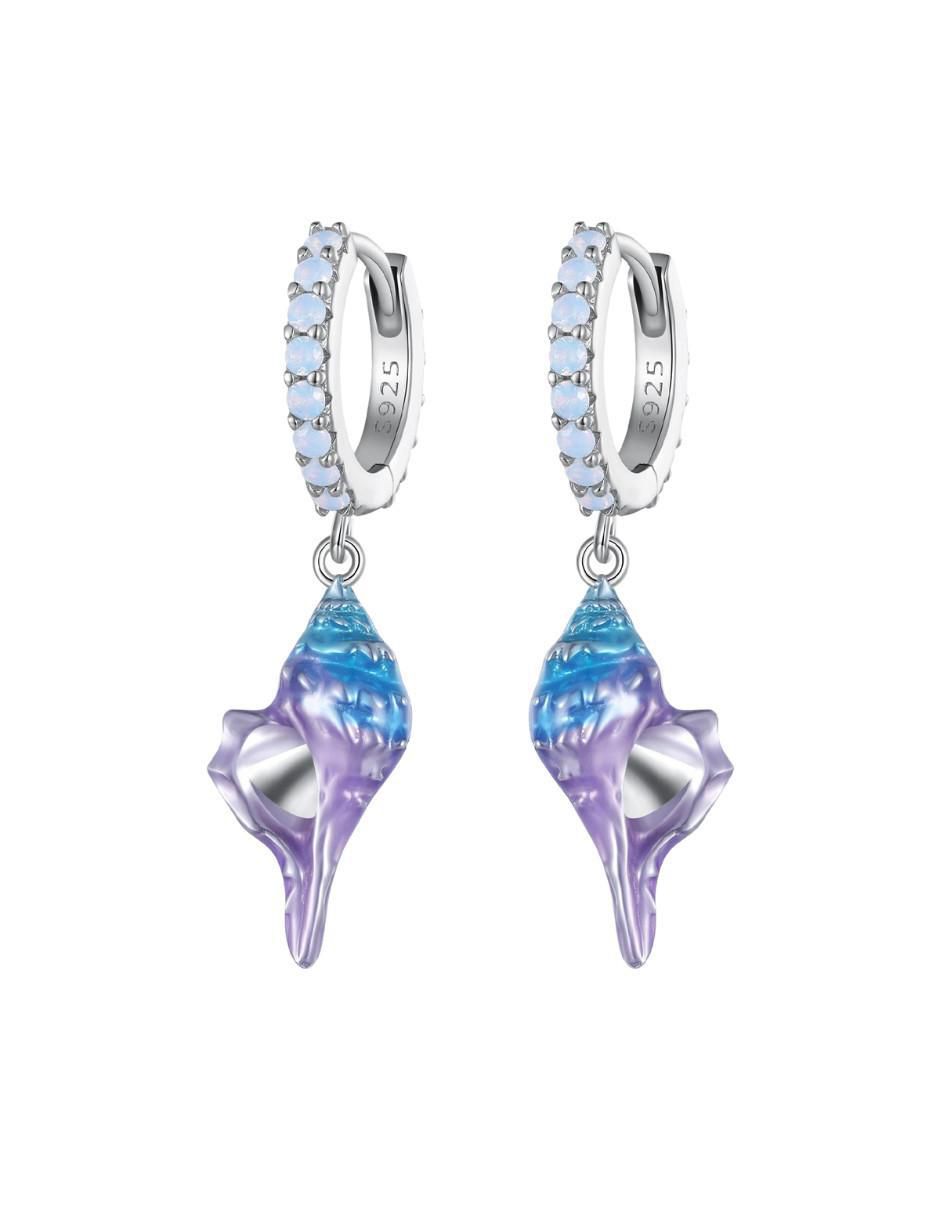Arracadas de caracol Nature de plata P 925 con acabado brillante Arracadas de caracol Nature de plata P 925 con acabado brillante