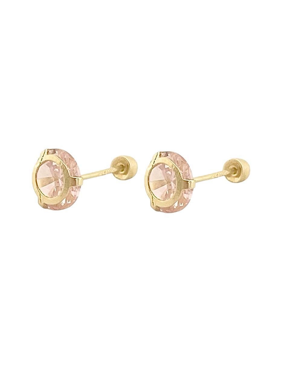 Broqueles redondos de oro con acabado brillante zirconia 2