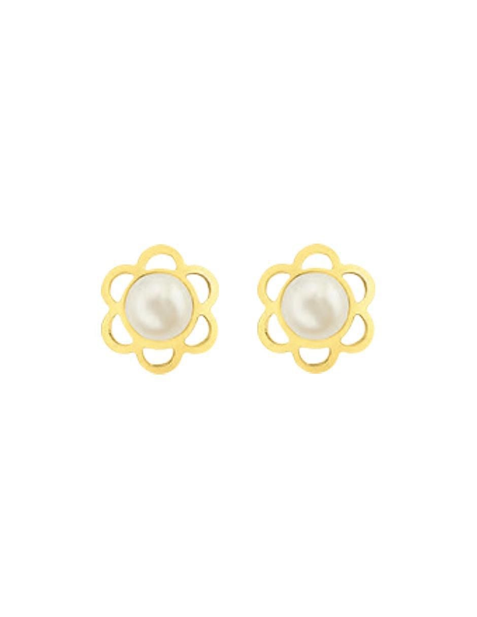 Broqueles de flor de oro perla