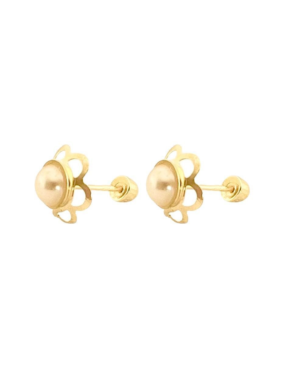 Broqueles de flor de oro perla 2