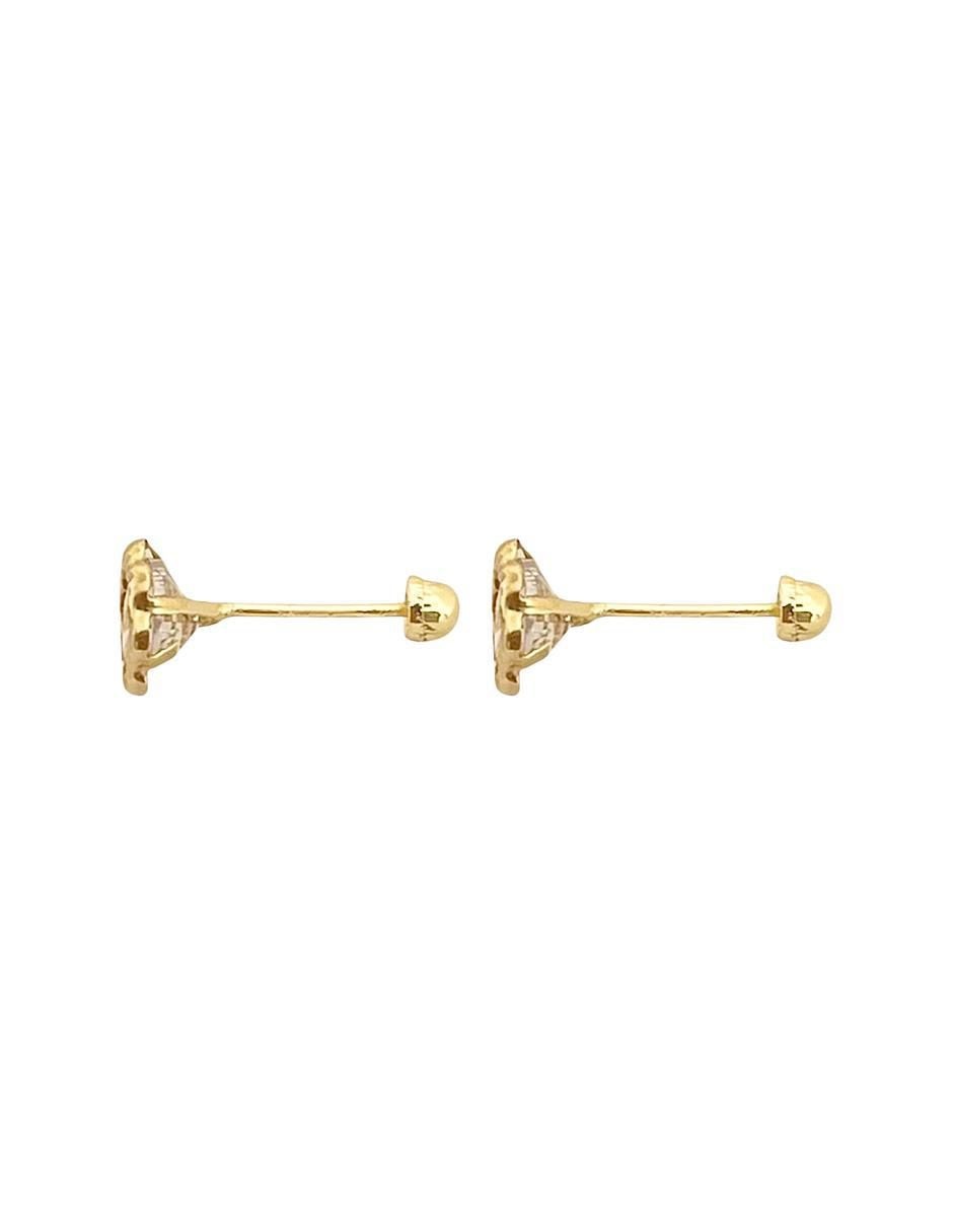 Broqueles de flor de oro con acabado diamantado zirconia 3
