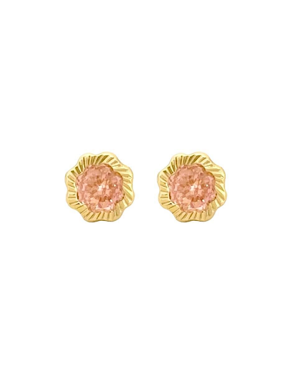 Broqueles de flor de oro con acabado diamantado zirconia Broqueles de flor de oro con acabado diamantado zirconia
