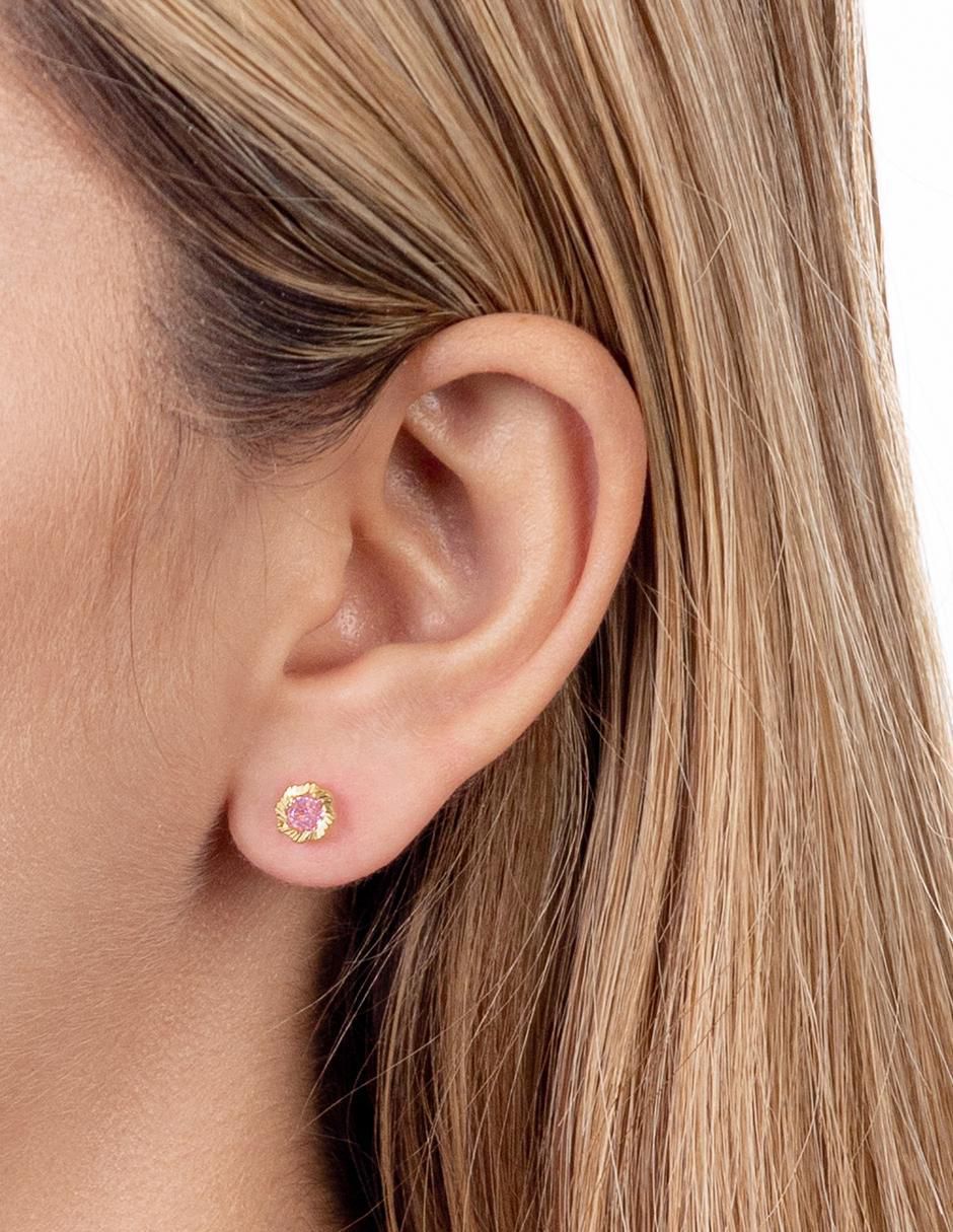 Broqueles de flor de oro con acabado diamantado zirconia 4