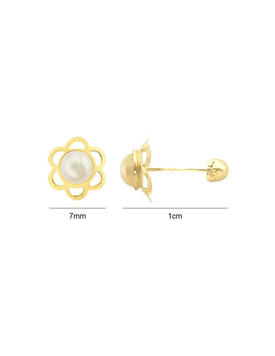 Broqueles de flor de oro perla 6