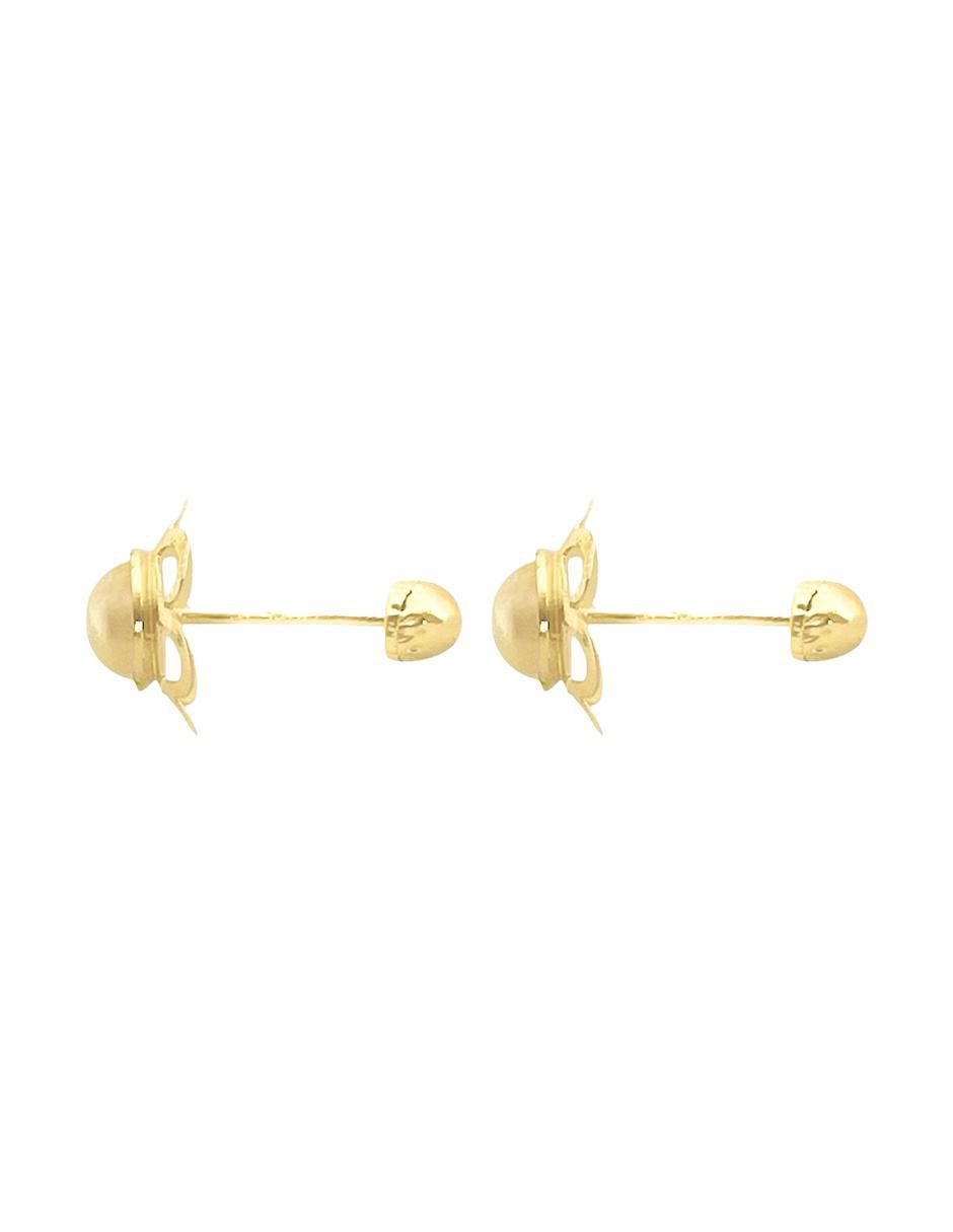 Broqueles de flor de oro perla 3