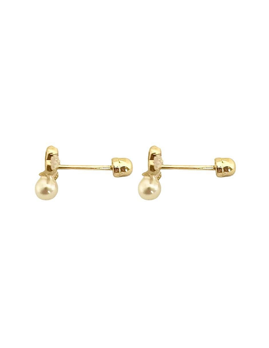 Broqueles de moño de oro con acabado brillante perla 3