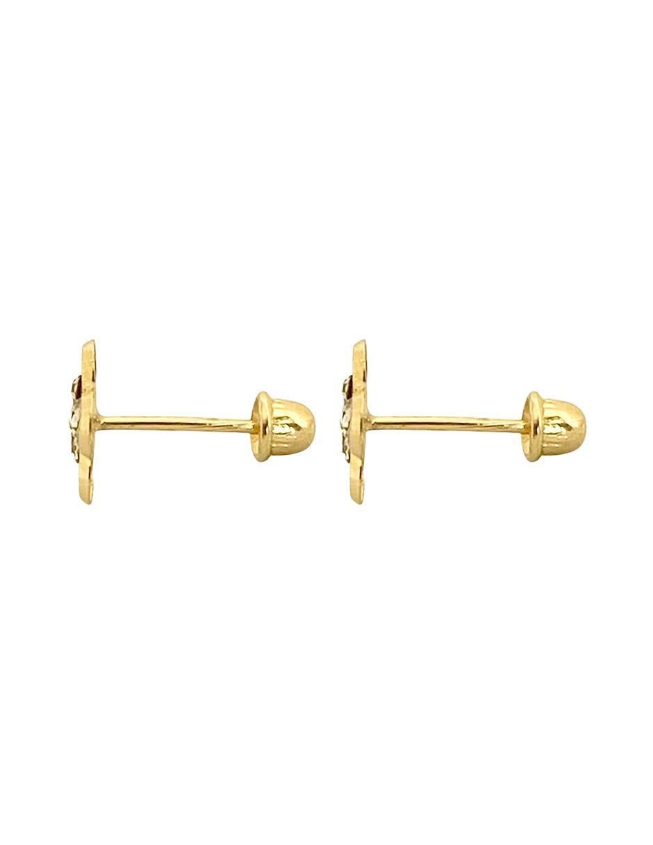 Broqueles de flor de oro con acabado brillante zirconia 3