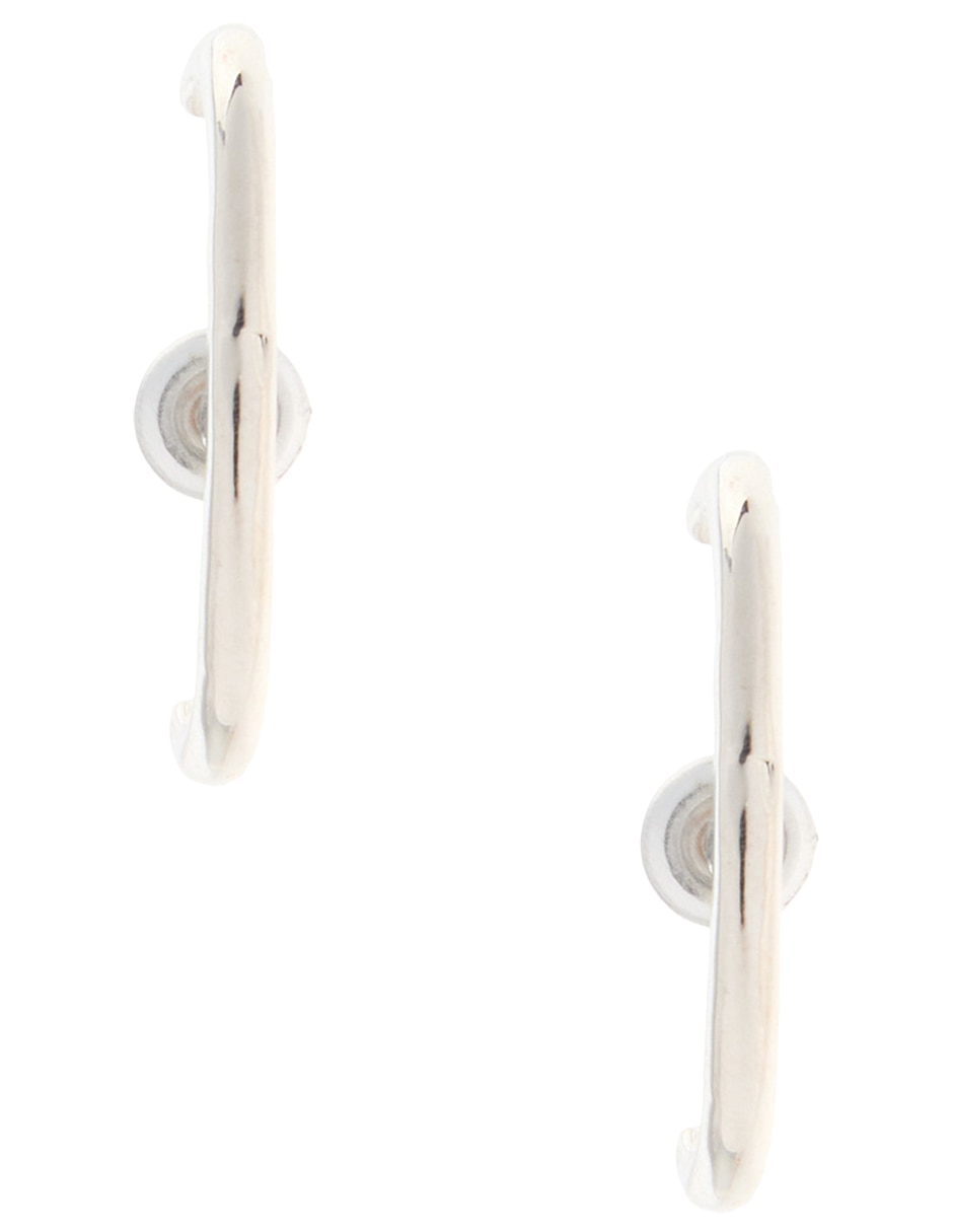 Aretes de aro ovalados con acabado baño rodio