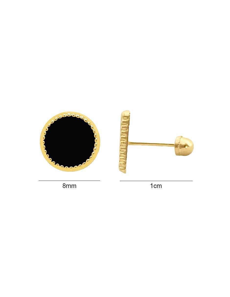 Broqueles redondos de oro con acabado mate zirconia 6