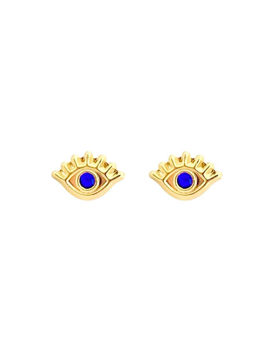 Broqueles de ojo turco de oro con acabado brillante zirconia