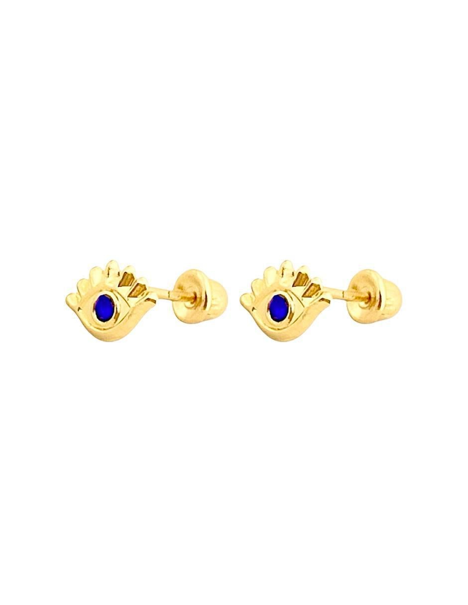 Broqueles de ojo turco de oro con acabado brillante zirconia 4