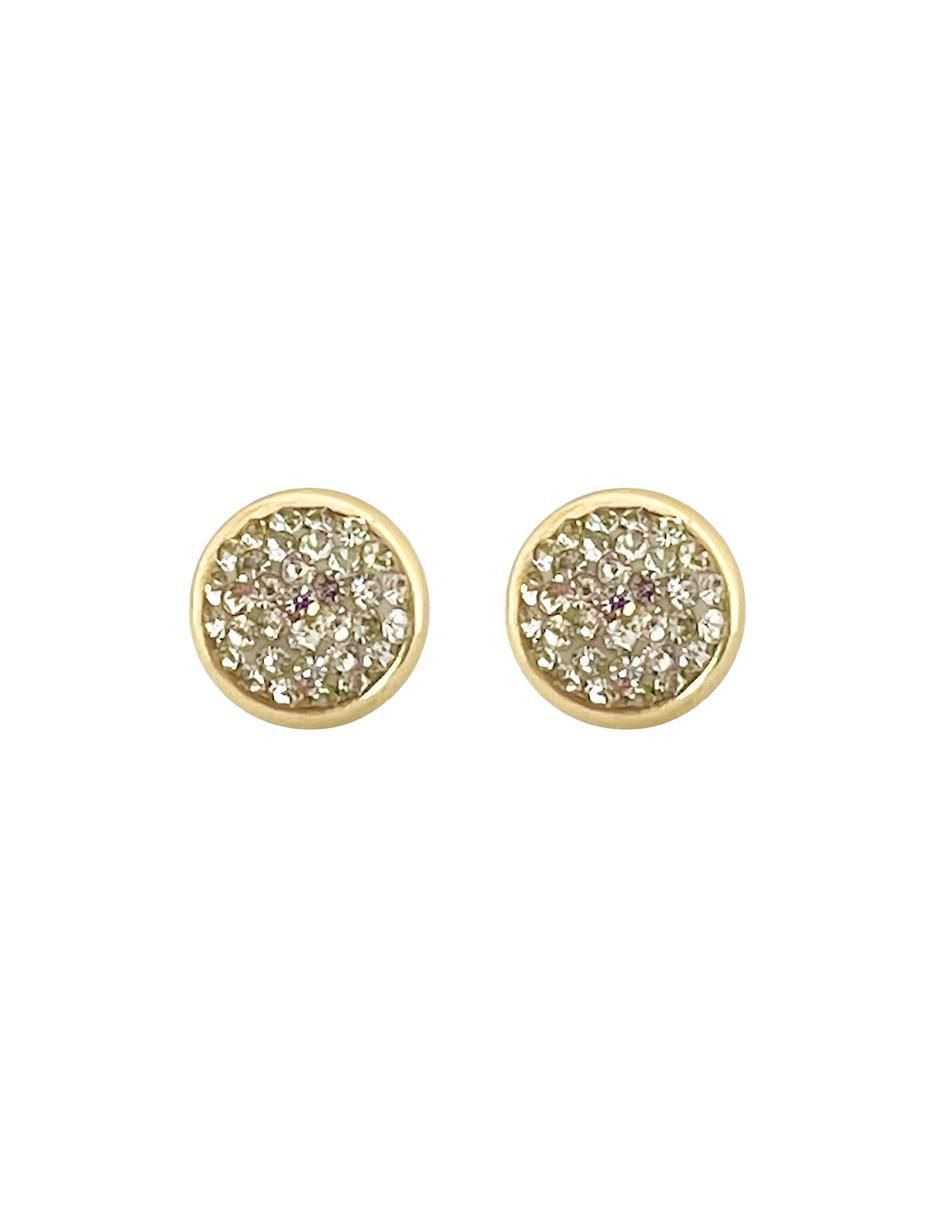 Broqueles redondos de oro con acabado brillante zirconia