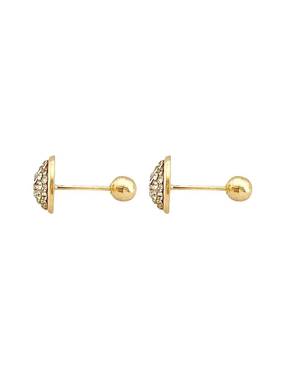 Broqueles redondos de oro con acabado brillante zirconia 5