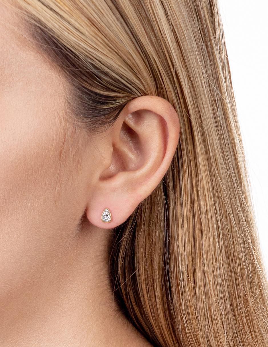 Broqueles de gota de oro con acabado brillante zirconia 2