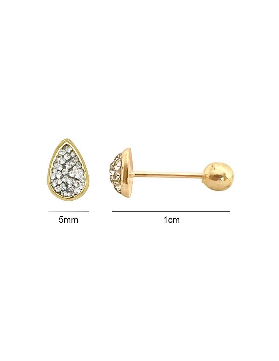 Broqueles de gota de oro con acabado brillante zirconia 6