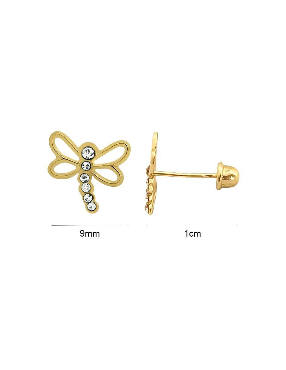 Broqueles de libélula de oro con acabado brillante zirconia 6