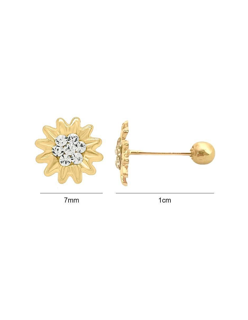 Broqueles de flor de oro con acabado brillante zirconia 6