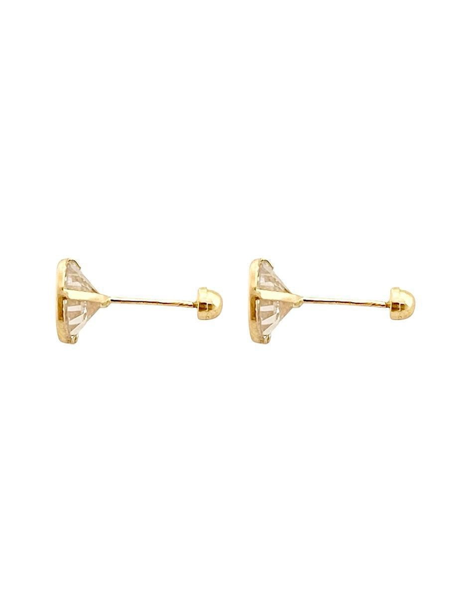 Broqueles redondos de oro con acabado diamantado zirconia 5