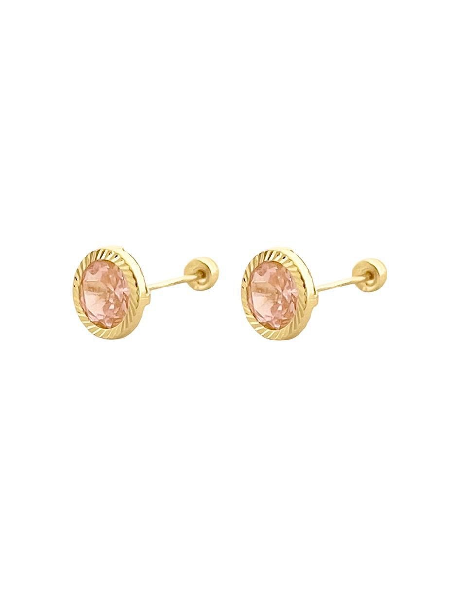 Broqueles redondos de oro con acabado diamantado zirconia 4