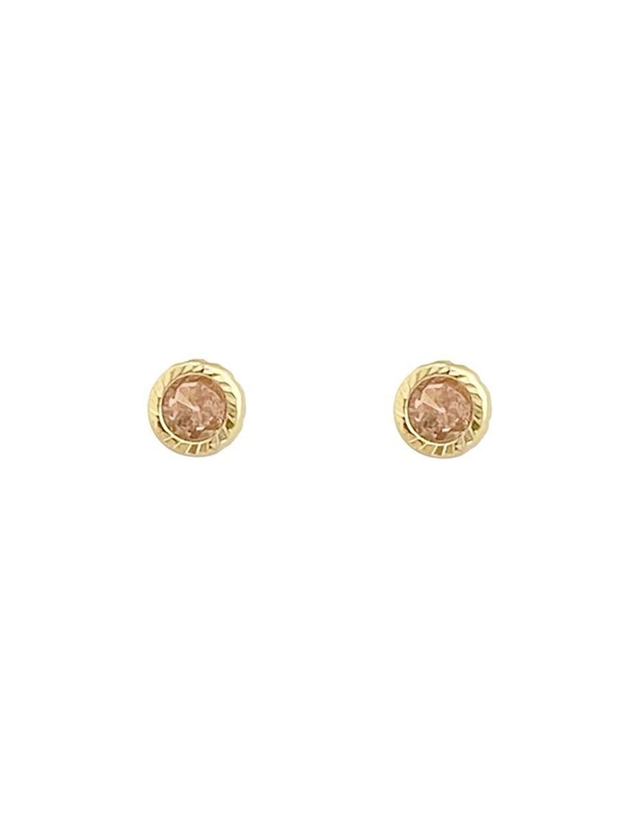 Broqueles redondos de oro con acabado diamantado zirconia