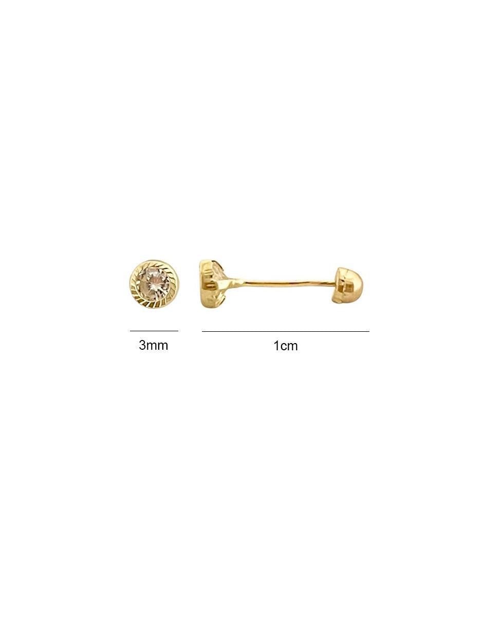 Broqueles redondos de oro con acabado diamantado zirconia 6