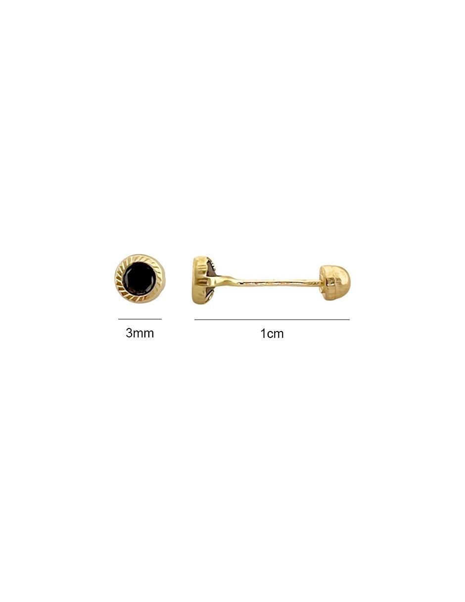 Broqueles redondos de oro con acabado diamantado zirconia 6