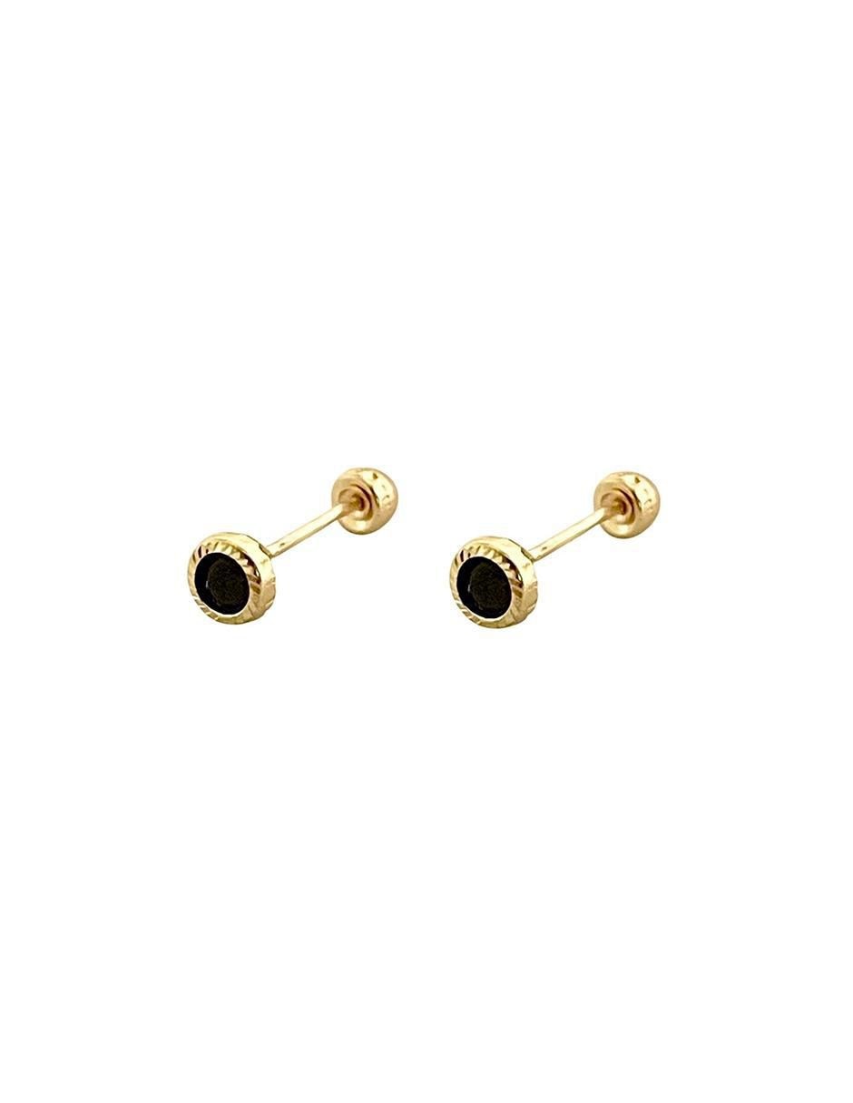 Broqueles redondos de oro con acabado diamantado zirconia 4