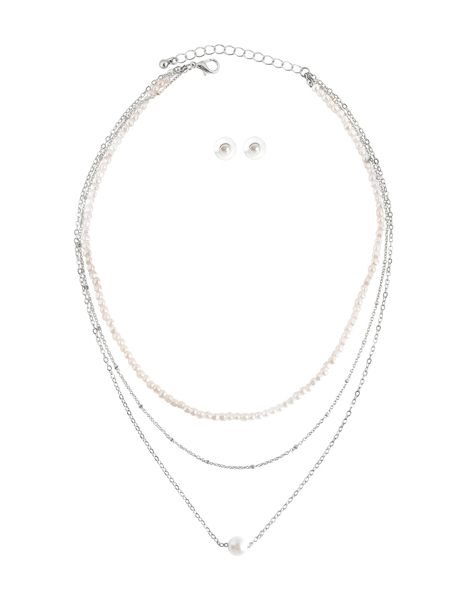 Aretes y collar perla