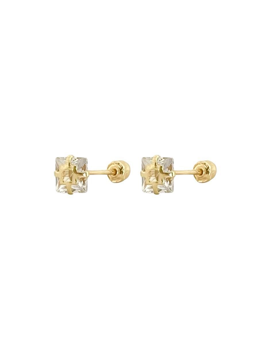 Broqueles cuadrados de oro con acabado brillante zirconia 4