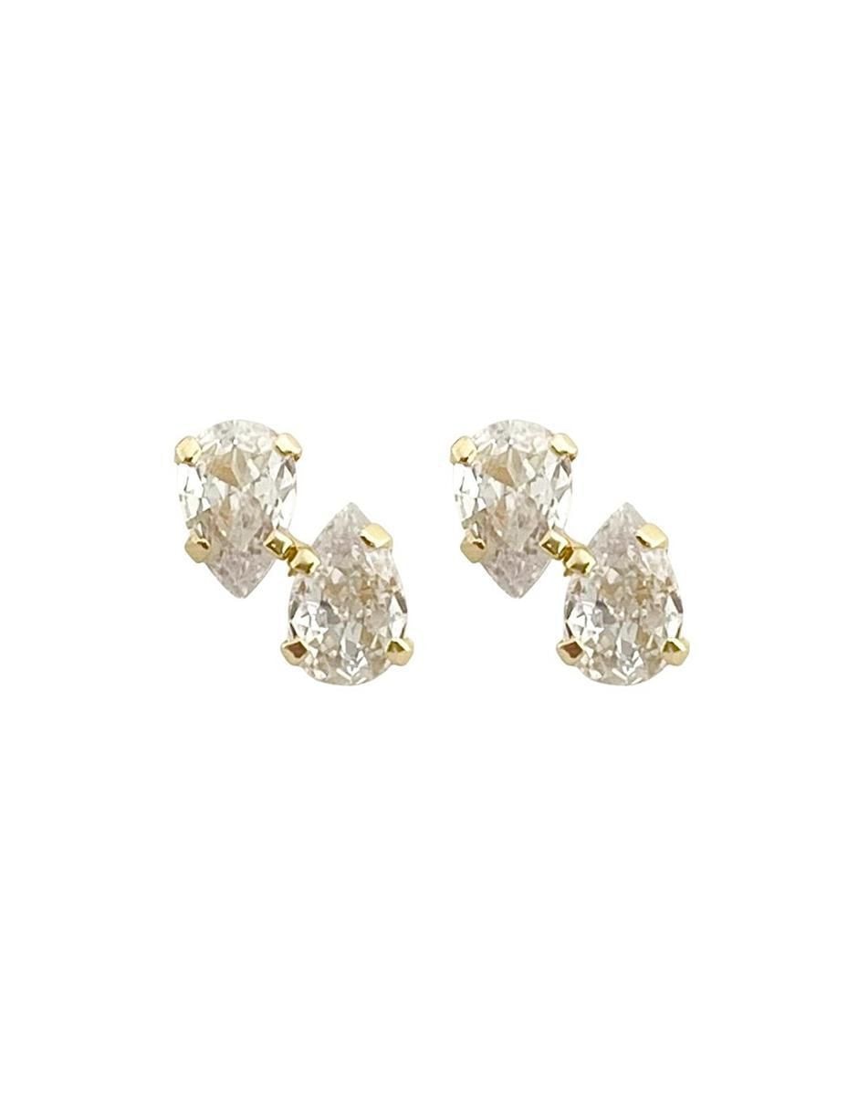 Broqueles de gota de oro con acabado brillante zirconia