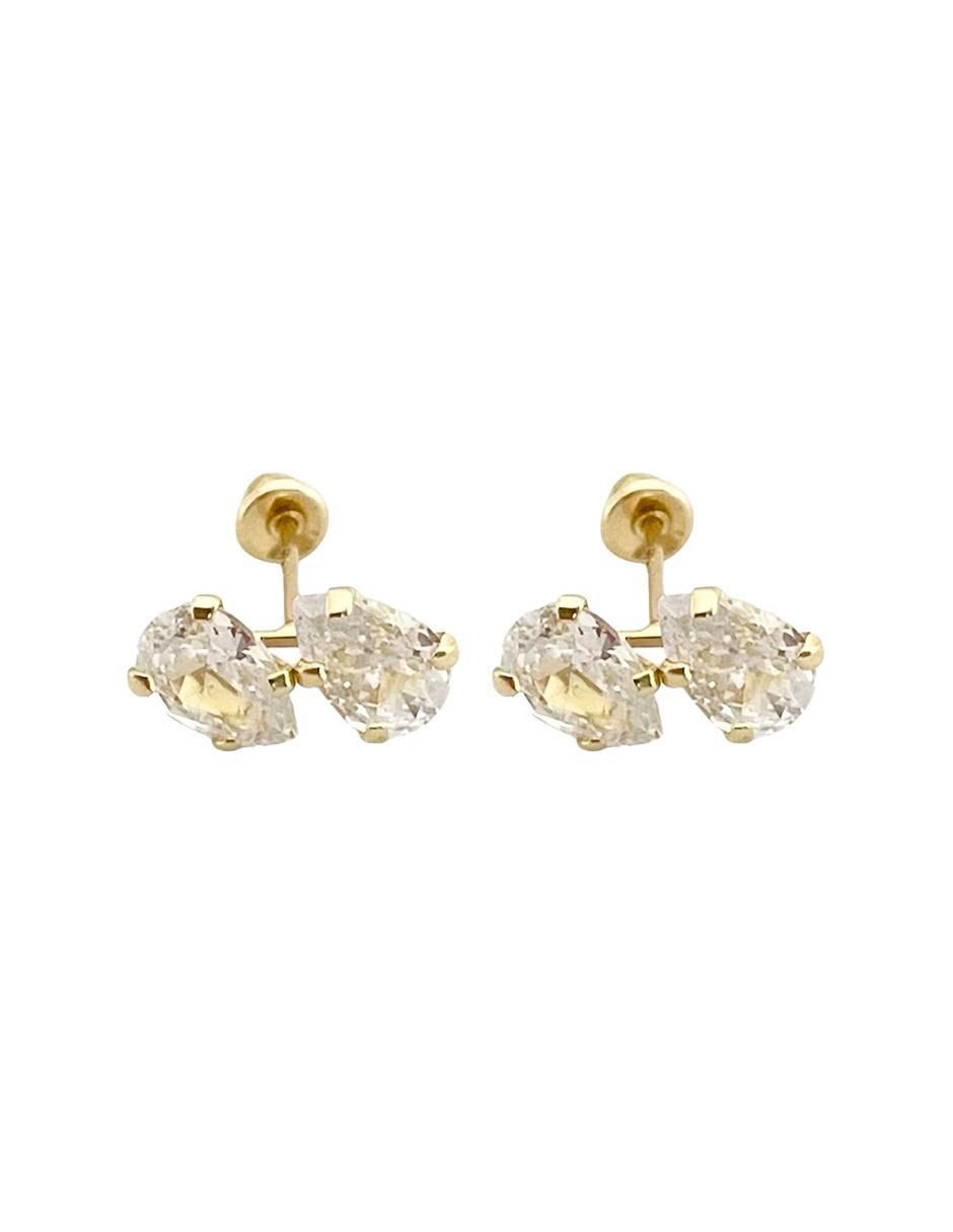 Broqueles de gota de oro con acabado brillante zirconia 2