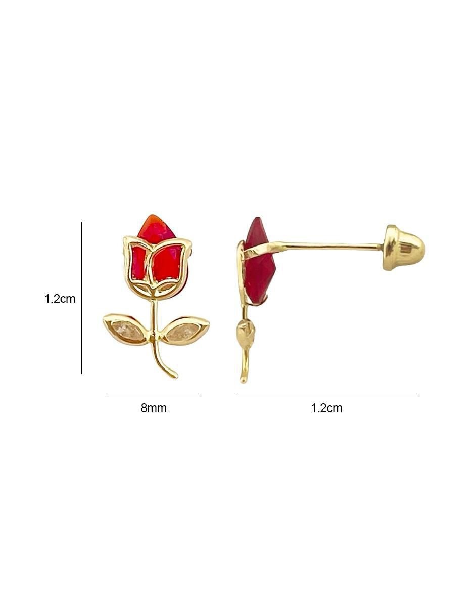 Broqueles de flor de oro con acabado brillante zirconia 6