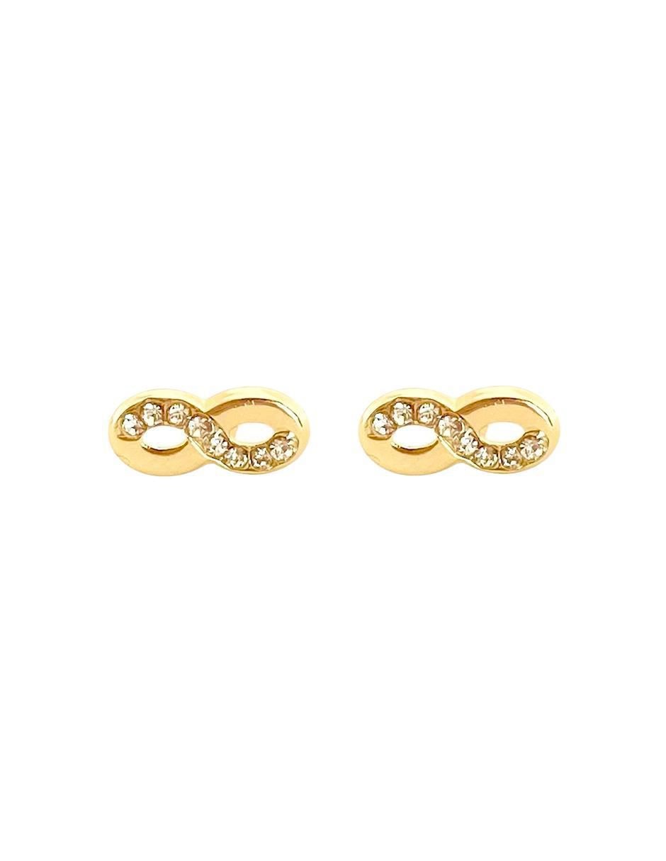 Broqueles de infinito de oro con acabado brillante zirconia