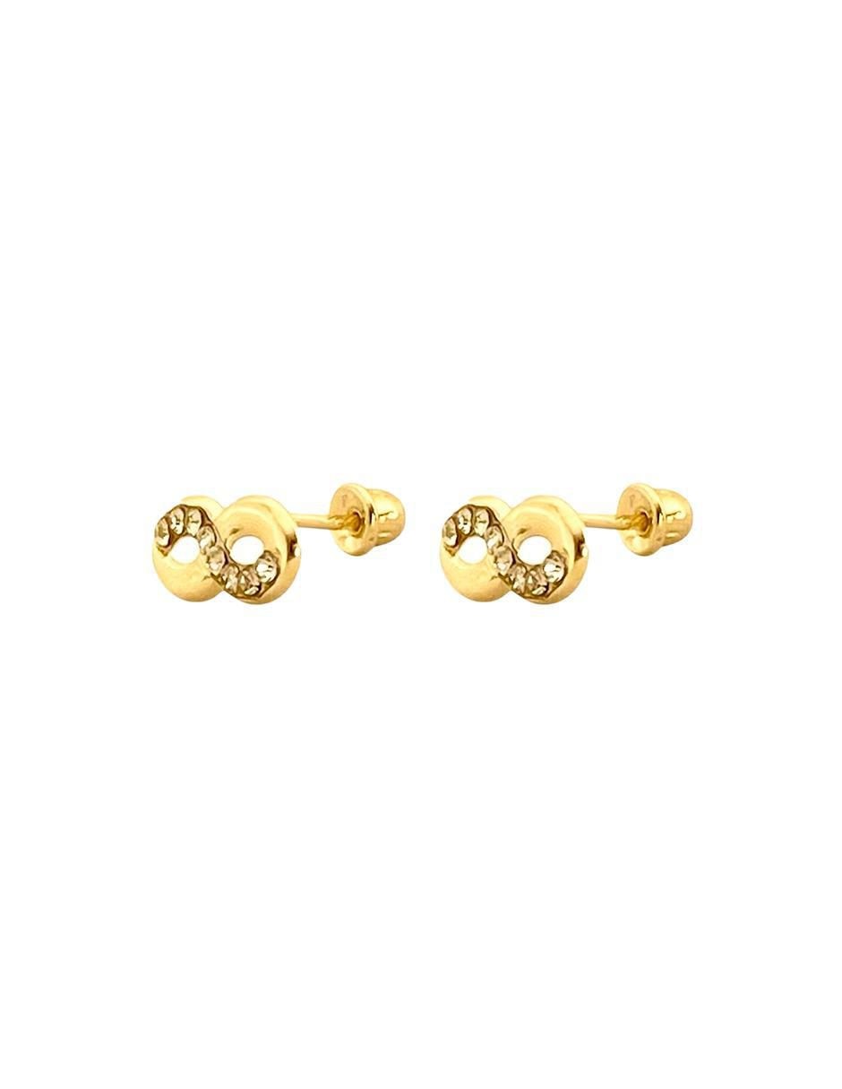 Broqueles de infinito de oro con acabado brillante zirconia 4