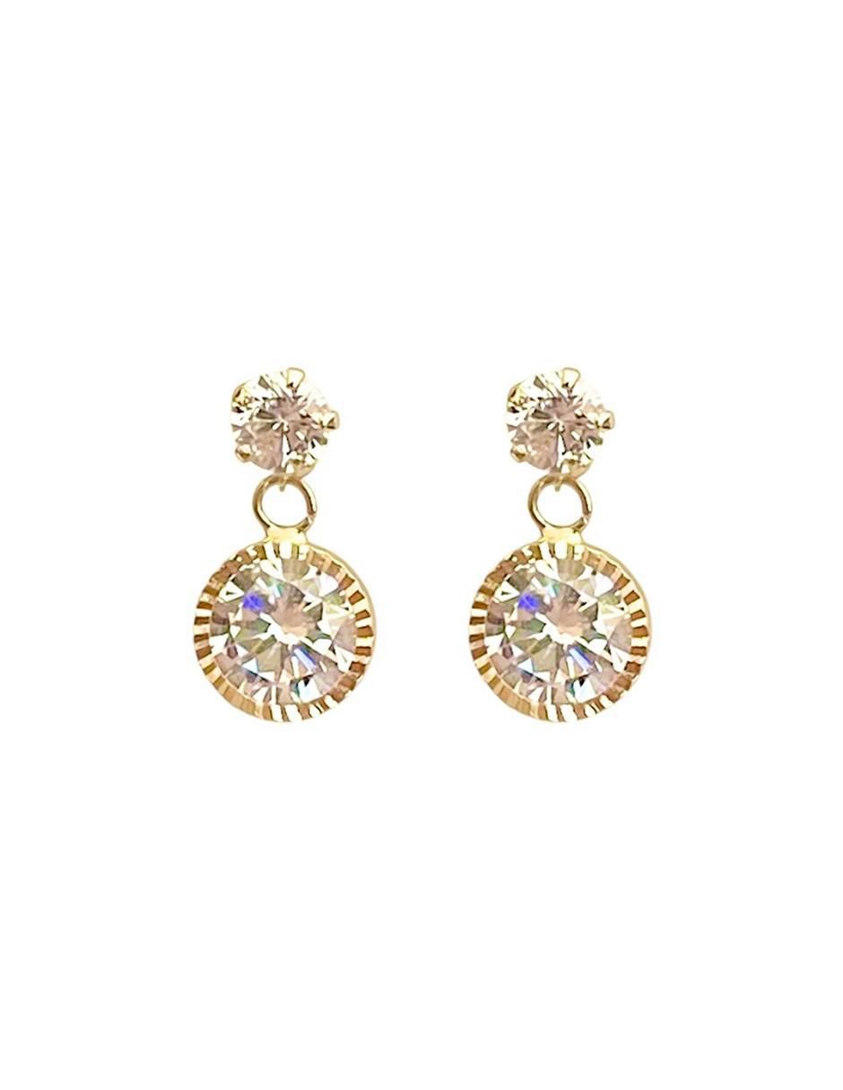 Aretes redondos de oro con acabado brillante zirconia Aretes redondos de oro con acabado brillante zirconia