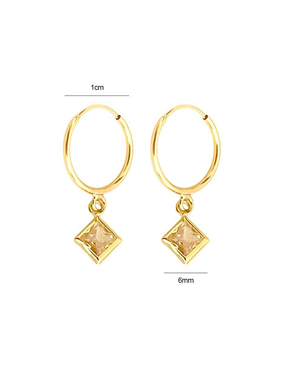Arracadas de rombo de oro con acabado brillante zirconia 4