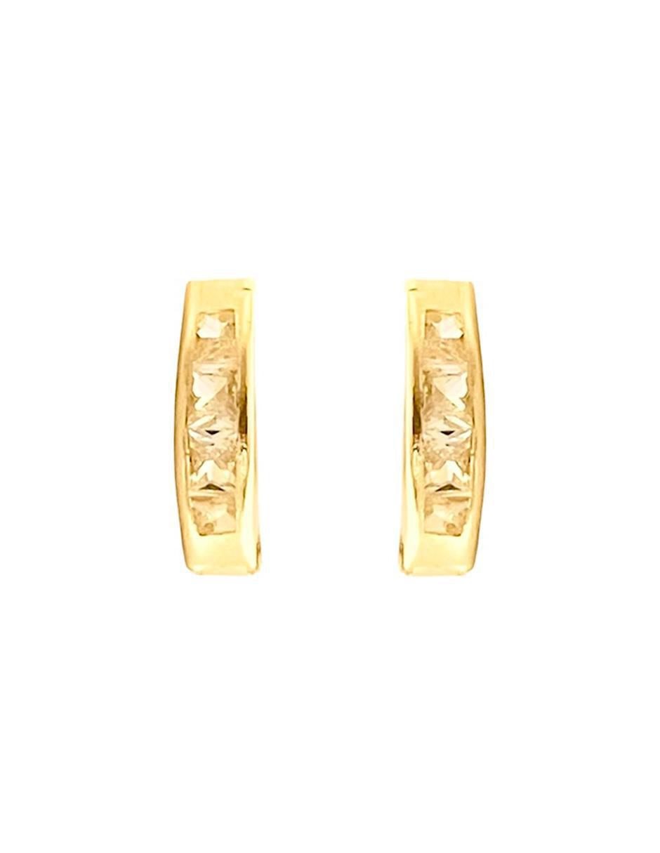 Aretes redondos de oro con acabado brillante zirconia Aretes redondos de oro con acabado brillante zirconia