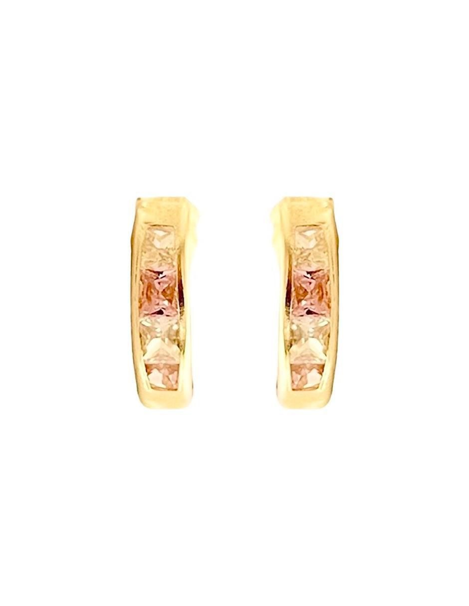 Aretes redondos de oro con acabado brillante zirconia 2