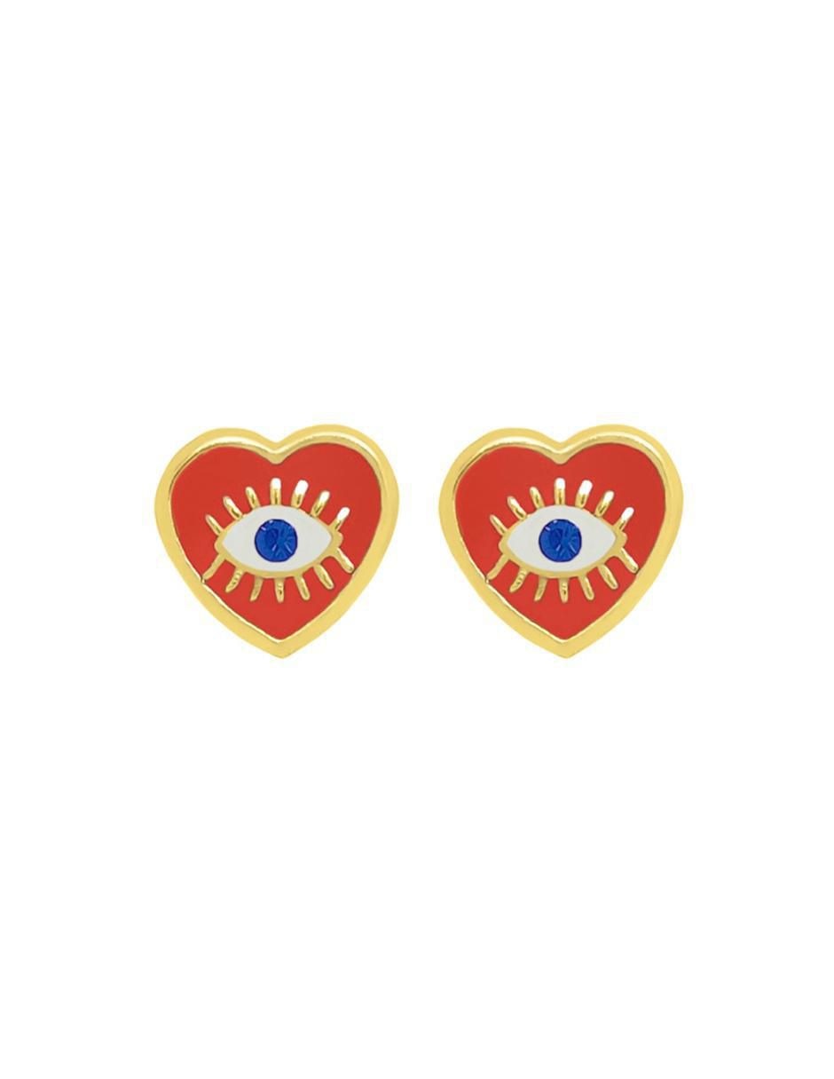 Broqueles de corazón de oro con acabado esmaltado