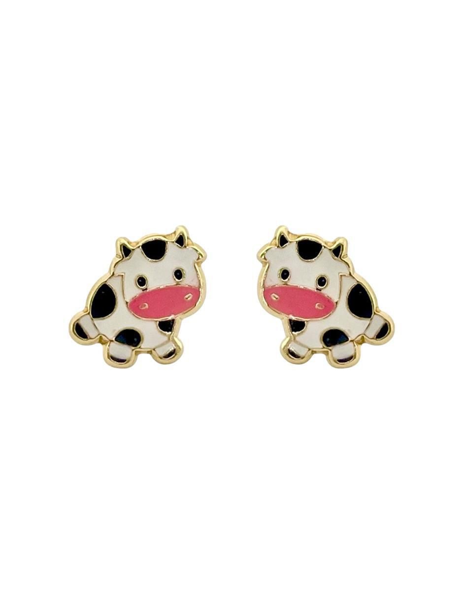 Broqueles de vaca de oro con acabado esmaltado