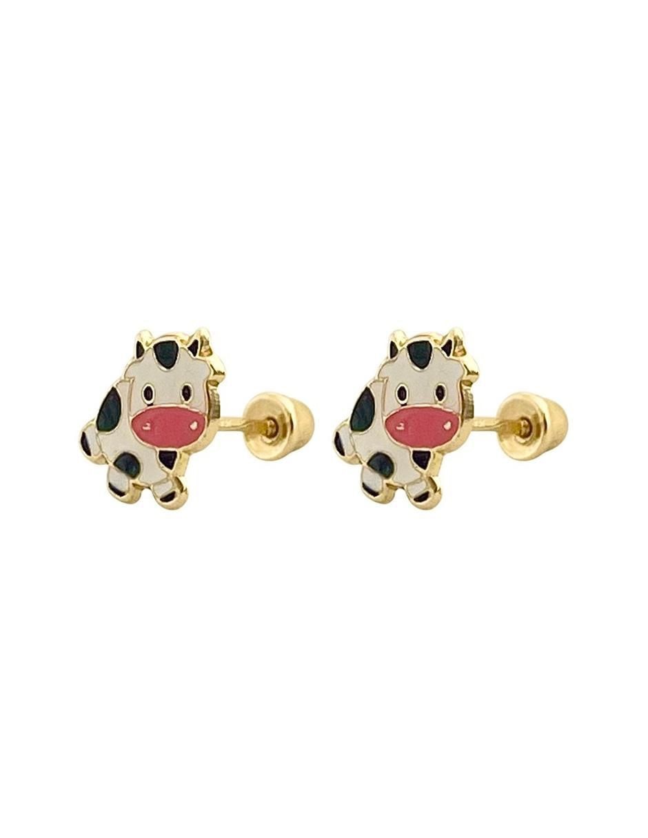Broqueles de vaca de oro con acabado esmaltado 4