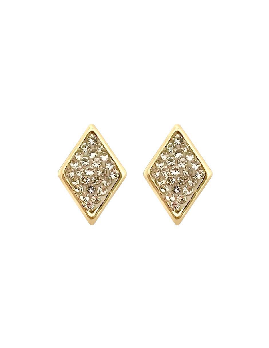 Broqueles de rombo de oro con acabado brillante zirconia