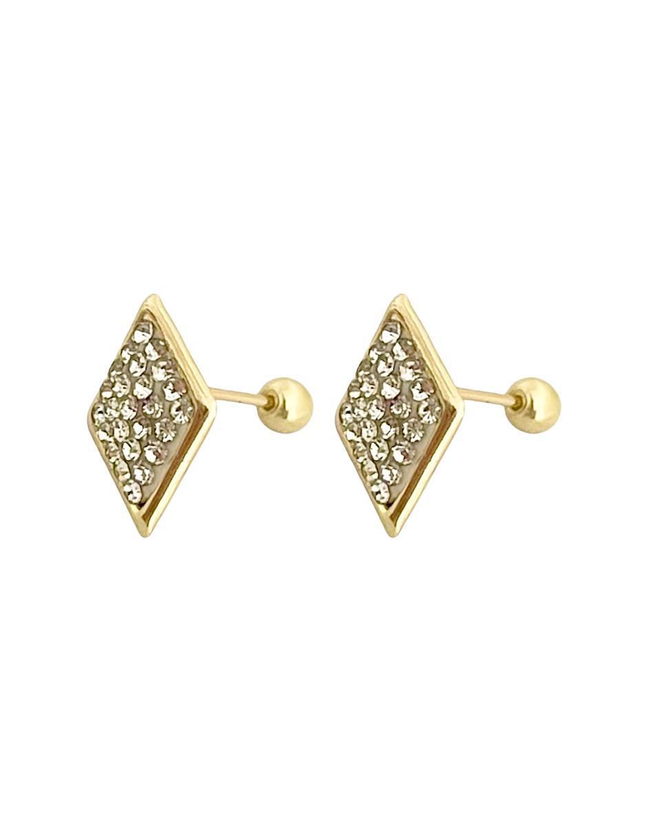 Broqueles de rombo de oro con acabado brillante zirconia 2