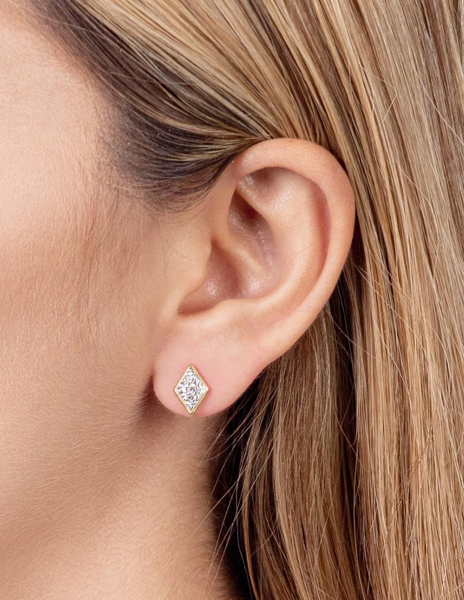 Broqueles de rombo de oro con acabado brillante zirconia 4