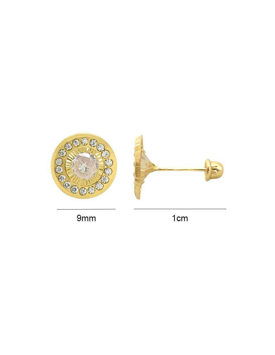 Broqueles redondos de oro con acabado brillante zirconia 6